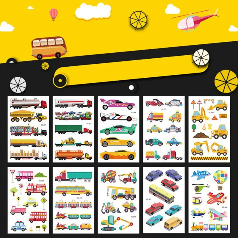 1 шт. мультяшный автомобиль самолёт временное искусство тела наклейки татуировки