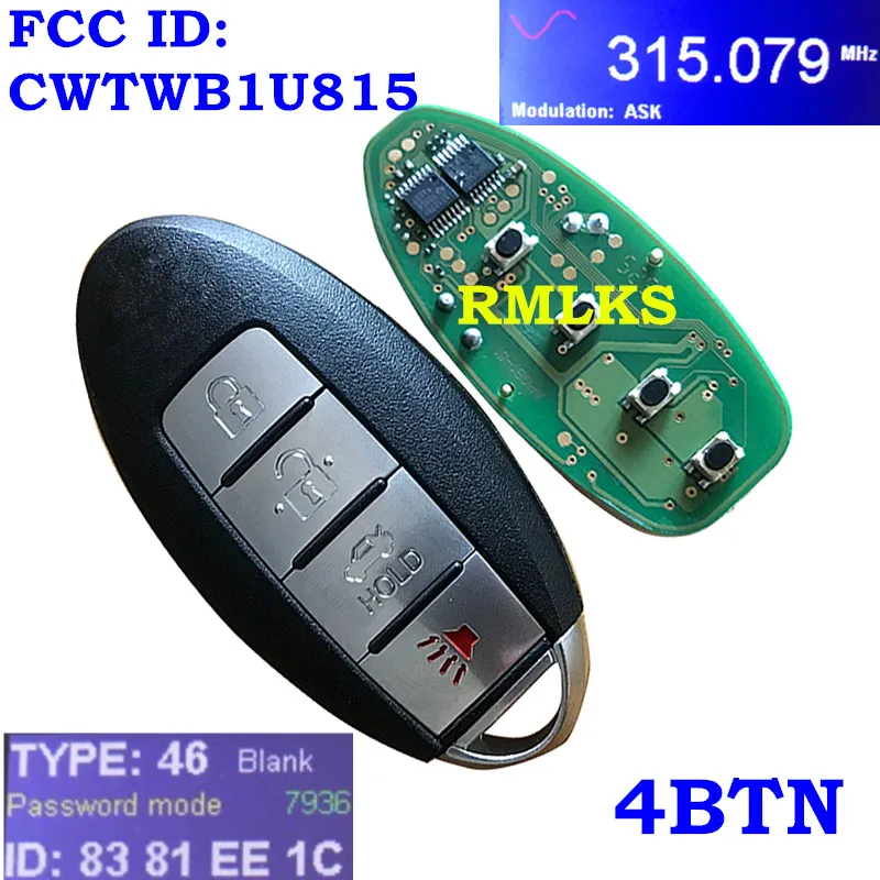 4 Buttons 3/4 Кнопка Smart Prox дистанционный ключ-брелок от машины для Nissan Sunny Teana Sylphy Sentra Versa 315 МГц ID46 чип CWTWB1U815 TWB1U815 - Количество кнопок: 4 Buttons