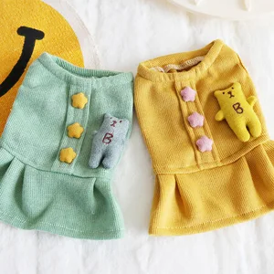 Кнопка Медведь, звезда, одежда для собак, зимняя теплая куртка для девочек пальто с рисунком кота, собаки с бабочкой, платье с юбкой-пачкой платье для домашнего питомца одежда Чихуахуа XS-XL