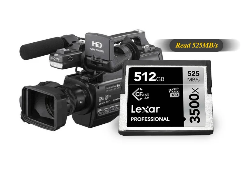 Lexar CF карт 256 ГБ 128 Гб 64 Гб Cfast 2,0 слот для карт памяти 512 ГБ 3500x до 525 МБ/с. для профессионального Камера sony Камера