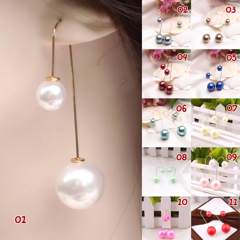 Разноцветные модные элегантные милые двойные серьги капли с искусственным