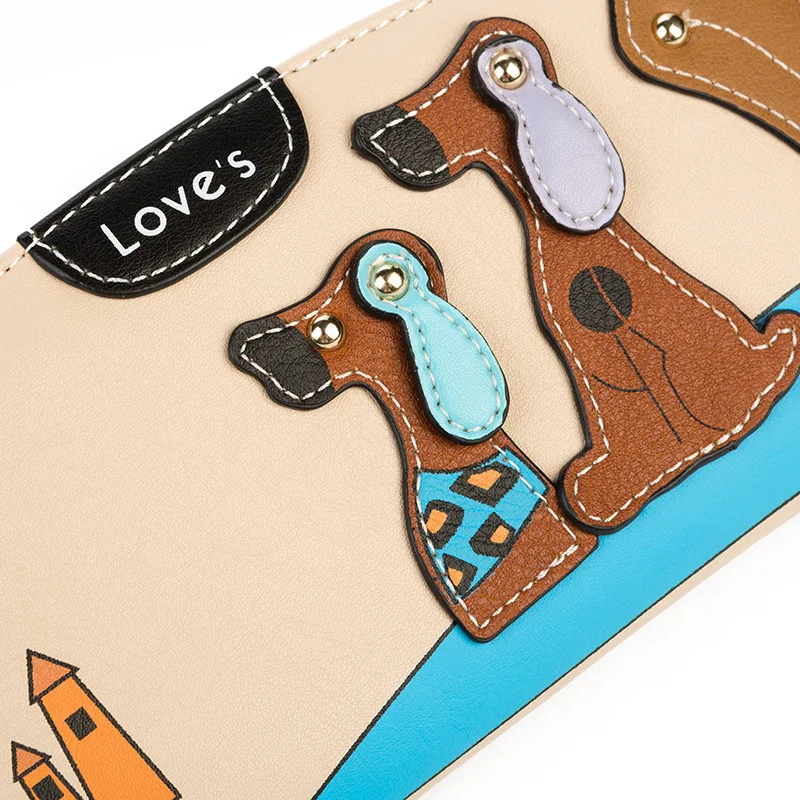 Новый из искусственной кожи Для женщин кошельки милый кошелек со щенком Пёс