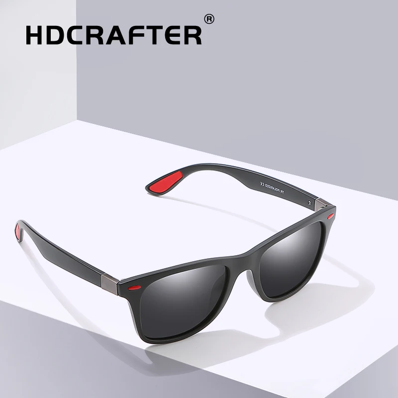 HDCRAFTER Мужские квадратные солнцезащитные очки поляризованные TR90 Рамки Ретро