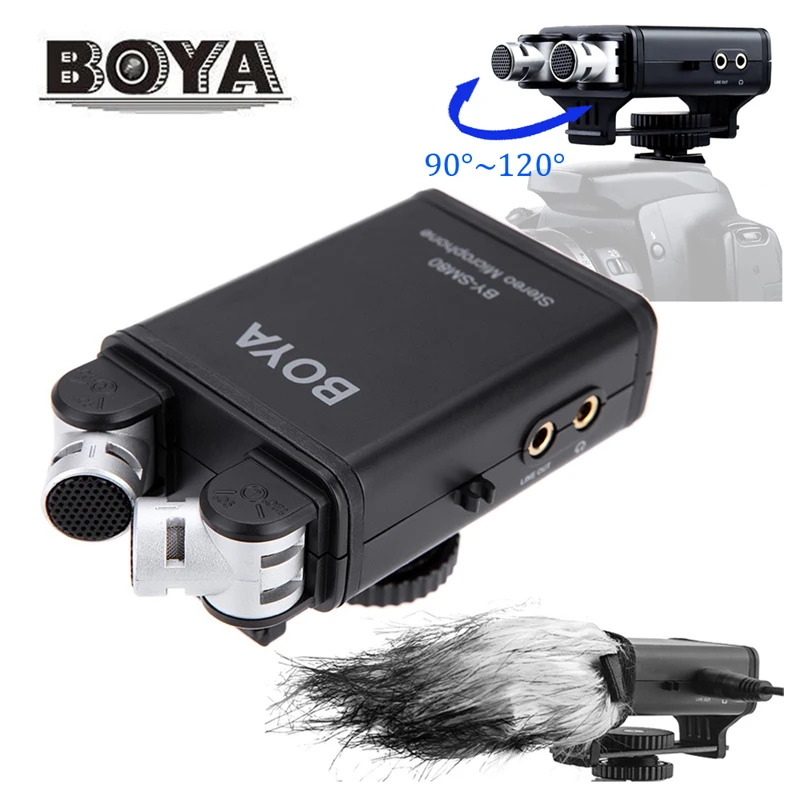 BOYA BY SM80 стерео X/Y микрофон для использования с DSLR камер/видеокамер компактный и