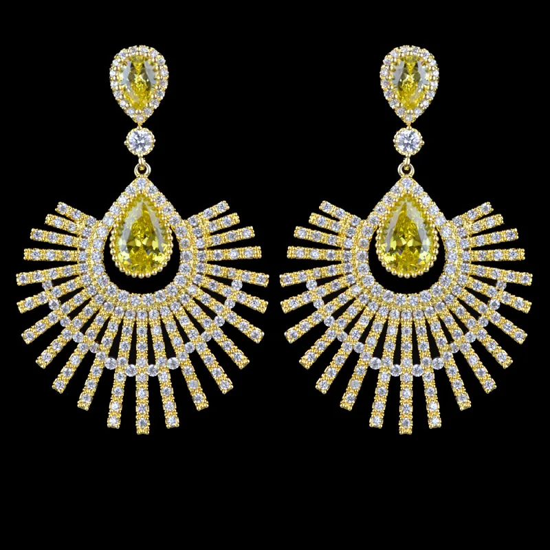 Новый дизайн белые/желтые/красные Роскошные висячие серьги с микрозакрепкой