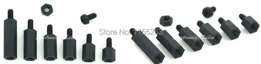 M3 нейлоновые черные шестигранные рандомные Распорки/Винты/гайки в ассортименте