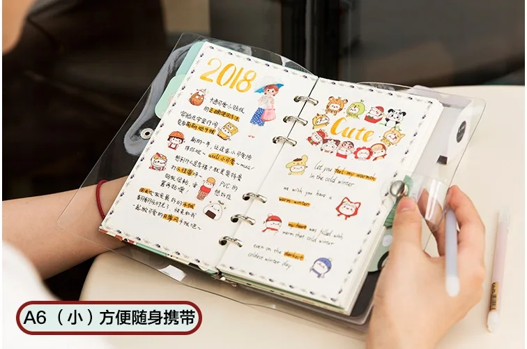 PVC A5 A6 Spiral notebook creative handbook two inner page set Korean lovely cute diary notebooks bullet journal