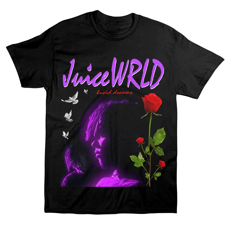 JUICE WRLD LUCID DREAMS ROSE Мужские T SHIRT черный|Мужские футболки| |