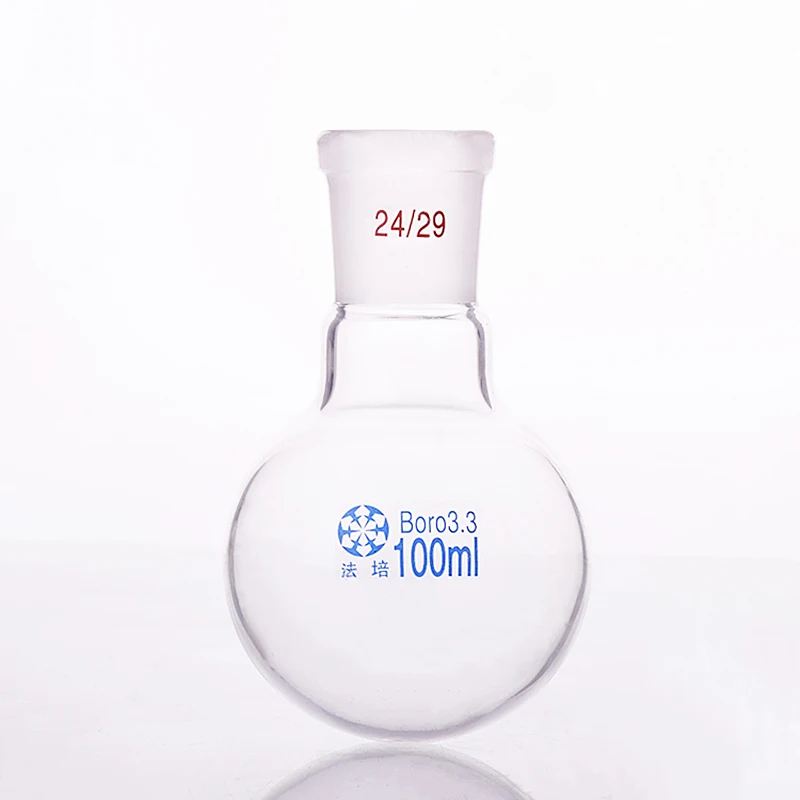 Single standard mouth round-bottomed flask,Capacity 100ml and joint 24/29,Single neck round flask