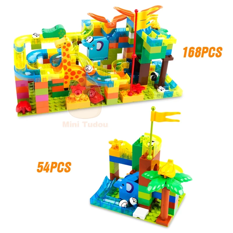 54 168 шт. Marble Racing Run Jungle Adventure Track Building Blocks большой размер лабиринт мяч Строительные