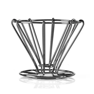 V60 металлические 1-4 чашки держатель фильтра для кофе медный варить капельного кофе фильтры аксессуары многоразовые воронки сетки фильтр корзины инструменты - Цвет: Black