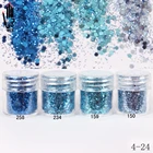 Пудра для ногтей, 1 баночкакоробка, 10 мл, объемная пудра для ногтей 4 светло-голубого цвета, Смешанная пудра с блестками, пудра для ногтевого дизайна, 300 цветов, 4-24