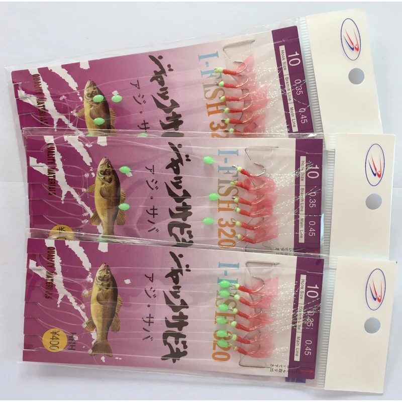 Sabiki Рыбалка приманки Джиги буровые установки световой Bean Крючки 60 шт./10 пакета(ов)