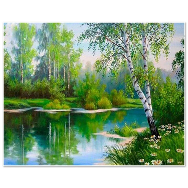 LZAIQIZG Алмазная вышивка пейзаж полный квадратный набор алмазная живопись