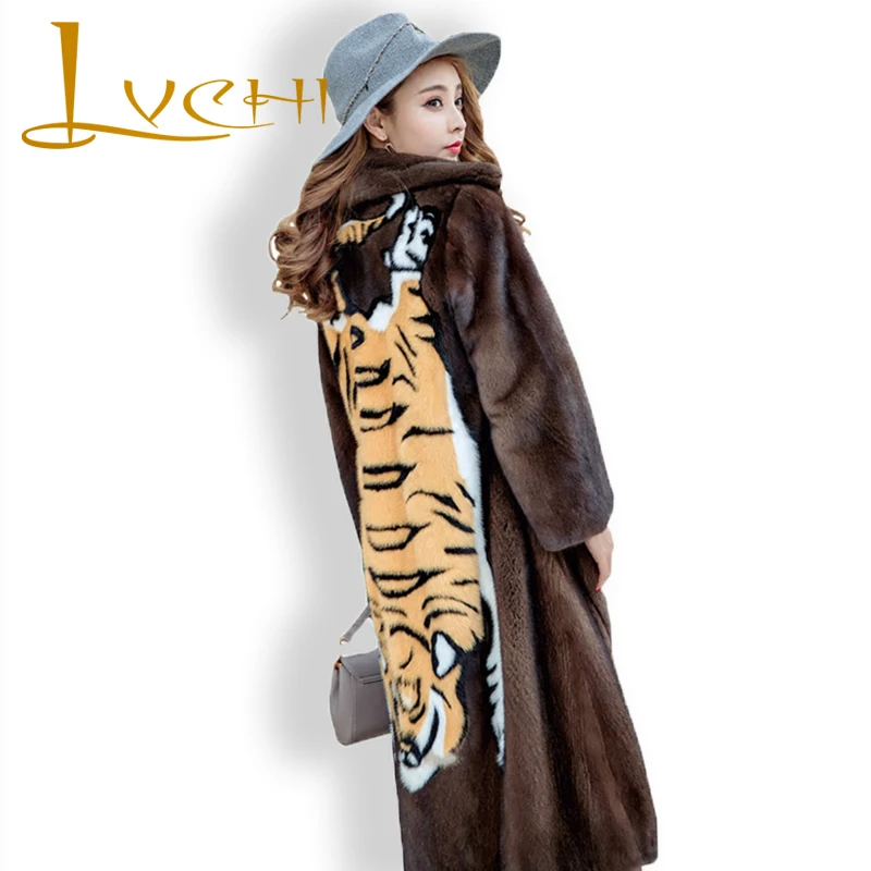 LVCHI Winter Women Coat Collection Grade Russia Imported Velvet Mink Fur Coat Denmark Fashion Young Women Prom Medium Club Coats