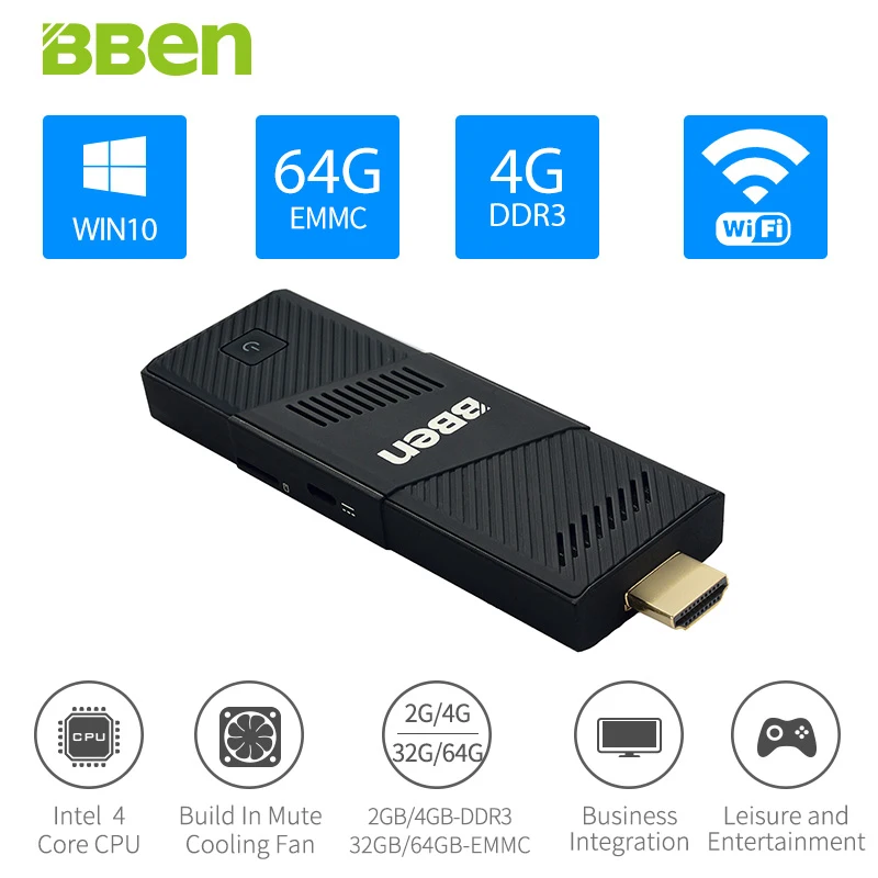 Bben Горячие MN9 Mini PC Windows 10 ОС Ubuntu Intel Z8350 Процессор HD Графика 4G RAM/64G ROM Wi Fi Bt4.0 ТВ Box Stick