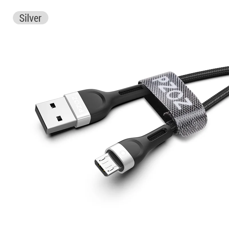 Sliver PZOZ Micro Usb кабель 3A Быстрая зарядка для samsung huawei Xiaomi redmi LG кабель для передачи данных Android мобильный телефон зарядное устройство Шнур Microusb - Цвет: Sliver