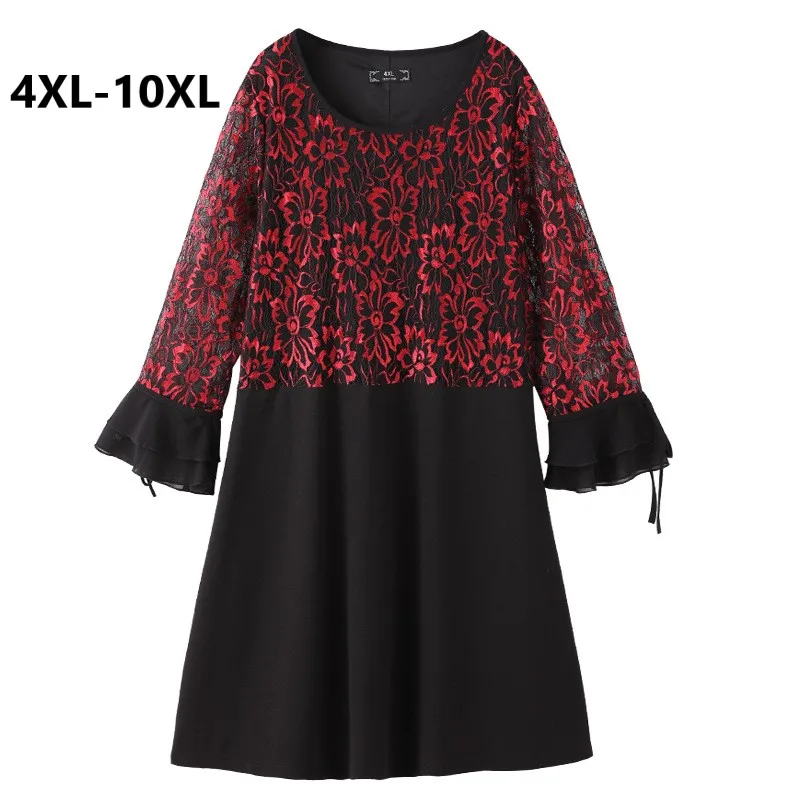 Плюс размеры 4XL 6XL 8XL 10XL Российские 66 62 58 54 для женщин Весна платье В лоскутном