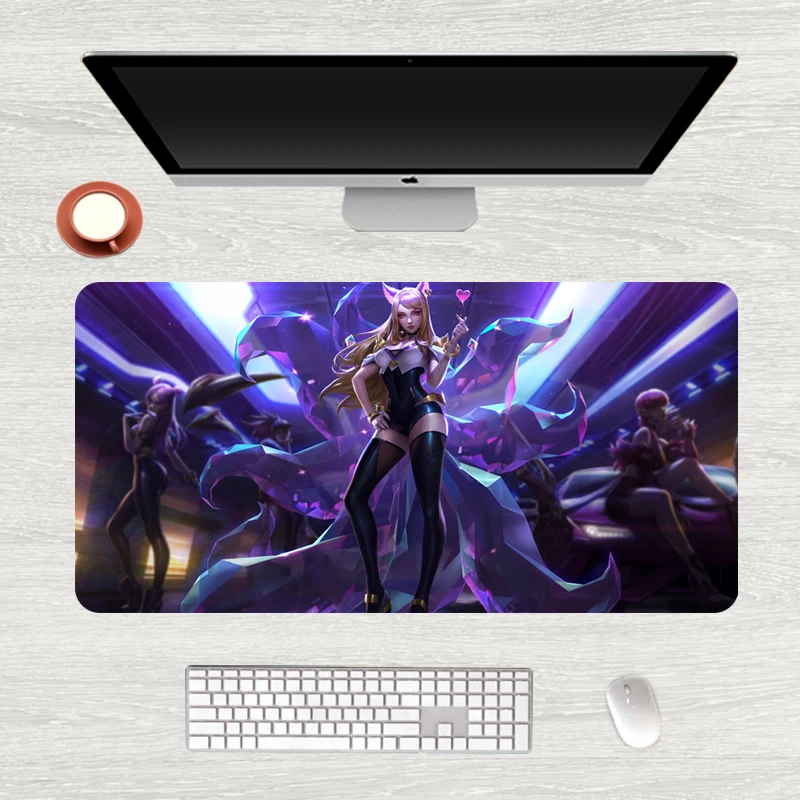 Большой игровой коврик для мыши KDA 80x40 см прочный резиновый League of Legends Настольный