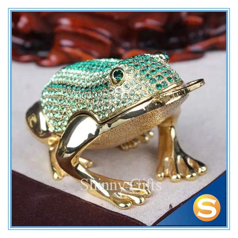 Фэн Шуй Лягушка Жаба безделушка коробка ювелирных изделий с инкрустированным