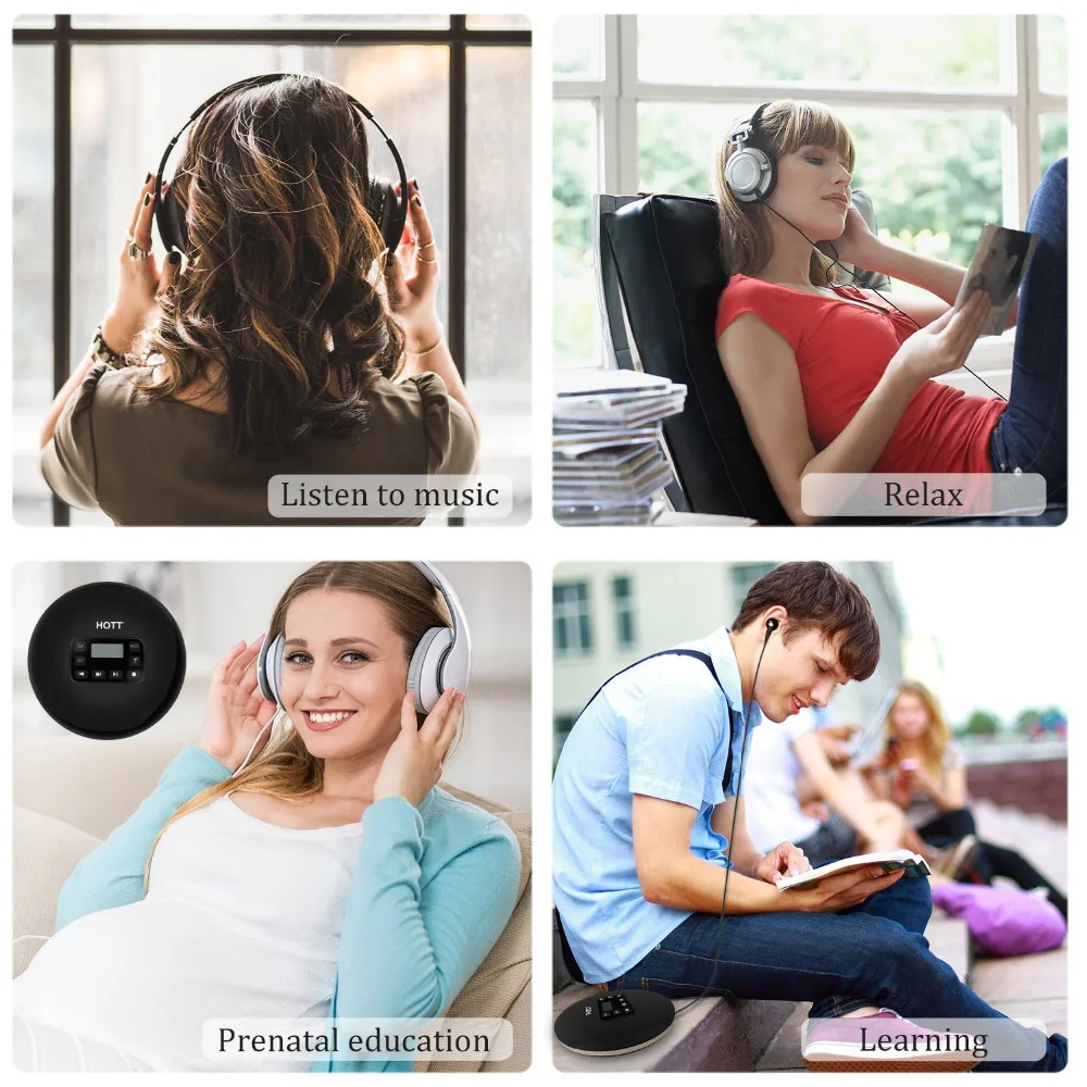 

Portable CD Player, HOTT Personal CD Player with Headphones, Compact Music CD Walkman Small CD Player for Kids&Adults with Skip