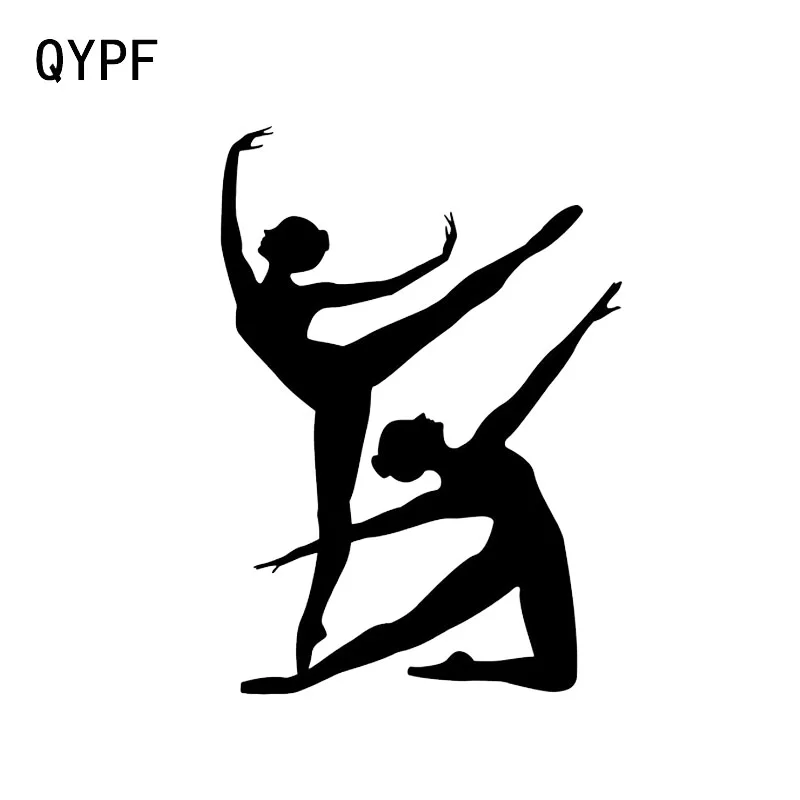 QYPF 9.7*13.8 Interesting Gymnastics Ballet Dancing Girl Decor Car Sticker Vinyl Silhouette Graphic Black/Silver C16-2087 | Автомобили и