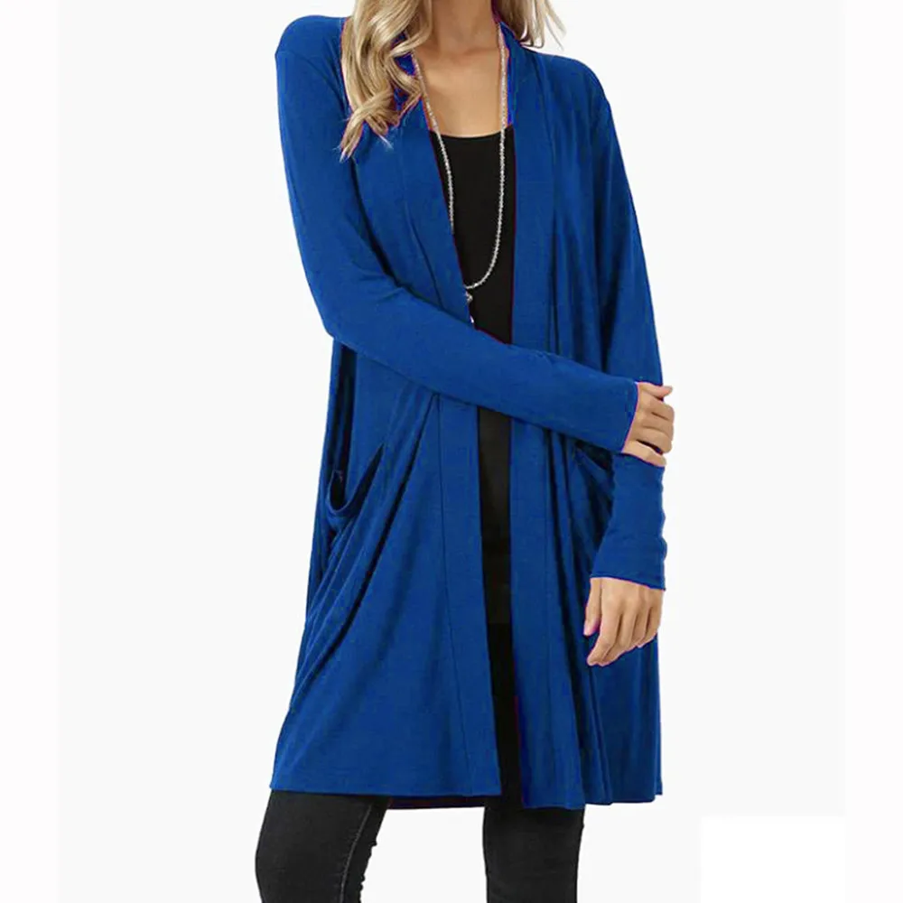 Длинный кардиган Женский вязаный свитер с длинным рукавом размера плюс