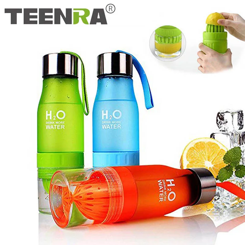 TEENRA 650 мл H2O фруктовая бутылка для воды, лимонная соковыжималка, Спортивная бутылка для сока, посуда для напитков, BPA бесплатно