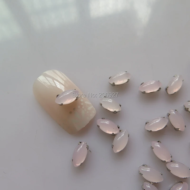CP-53 5pcs Cute 4*8MM Opal Pink Horse Eye Resin Rhinestone With Holder Nail Decoration Outlooking | Красота и здоровье