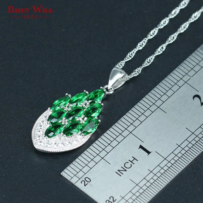 Elegant Bridal Jewelry Sets For Women Wedding Green CZ Stone 925 Silver Necklace/Earrings/Pendants/Ring Free Shipping | Украшения и