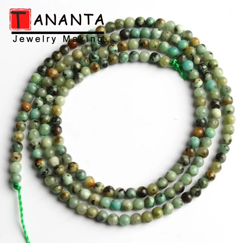 African Turquoise Натуральный 2 мм гематит бирюза нефрит Агаты Кварцевый Камень Бисер для самостоятельного изготовления ювелирных изделий ожерелье браслет женские серьги 15 дюймов - Цвет: African Turquoise