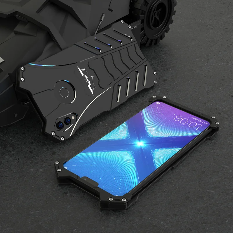R-JUST Роскошный Алюминиевый металлический чехол для huawei Honor 8X задняя крышка Marvel Бэтмен Твердый защитный чехол для huawei Honor 8X чехол