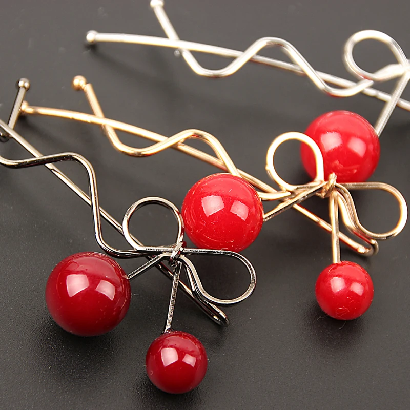 Цвета: черный золотистый Серебристый Цвет Сплав милый Вишневый заколки для волос