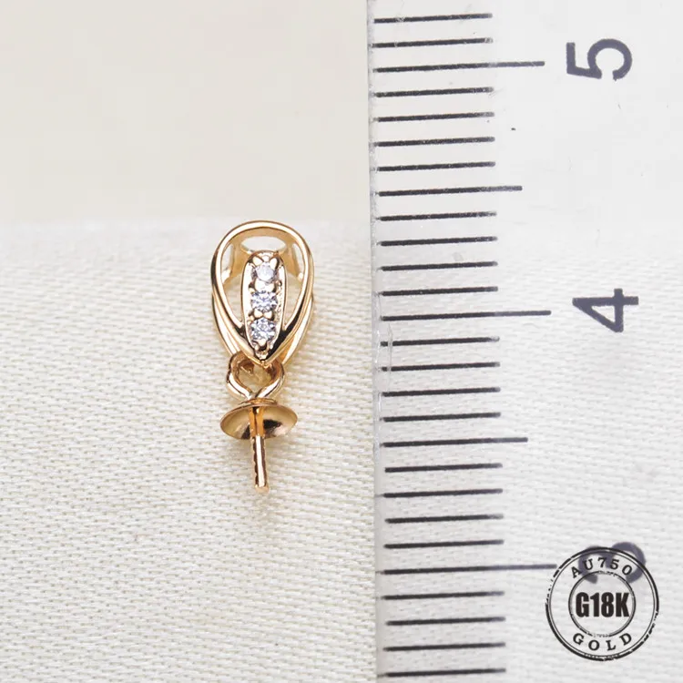 

Luxury genuine G18K Gold Accessories Fashion Pearl Pendant Settings Findings Pendant Mountings Women Accessories Female Jewwelry