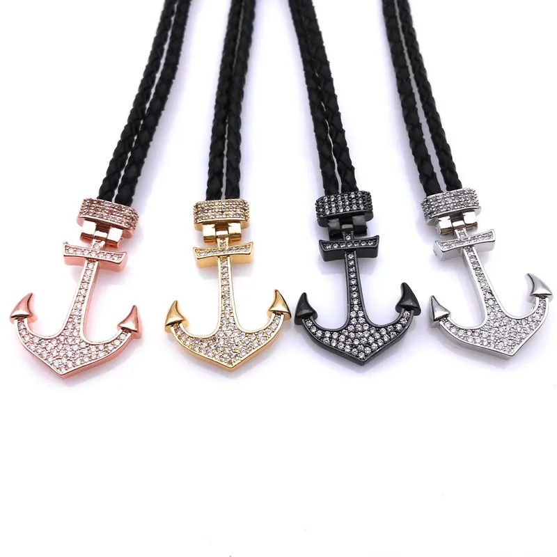 2019 Горячая распродажа! Черный браслет с якорем мужской кожаные женские ювелирные