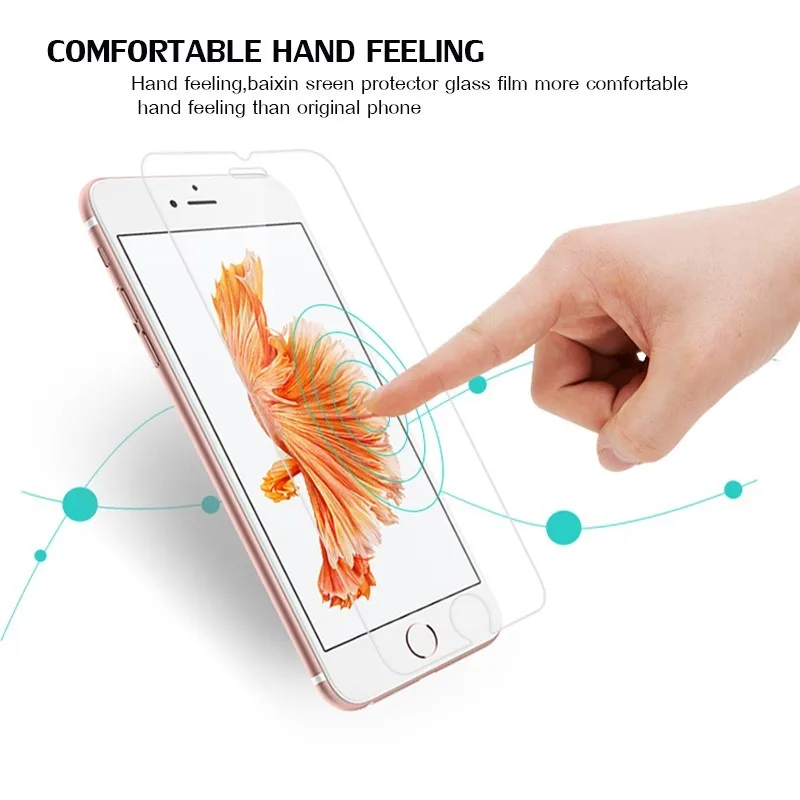 5 шт./лот закаленное стекло для iPhone 6 6S 7 крышка экран защитный смартфон Чехол 9 H