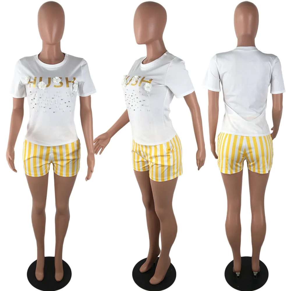 Женский комплект из двух предметов футболка с короткими рукавами и круглым