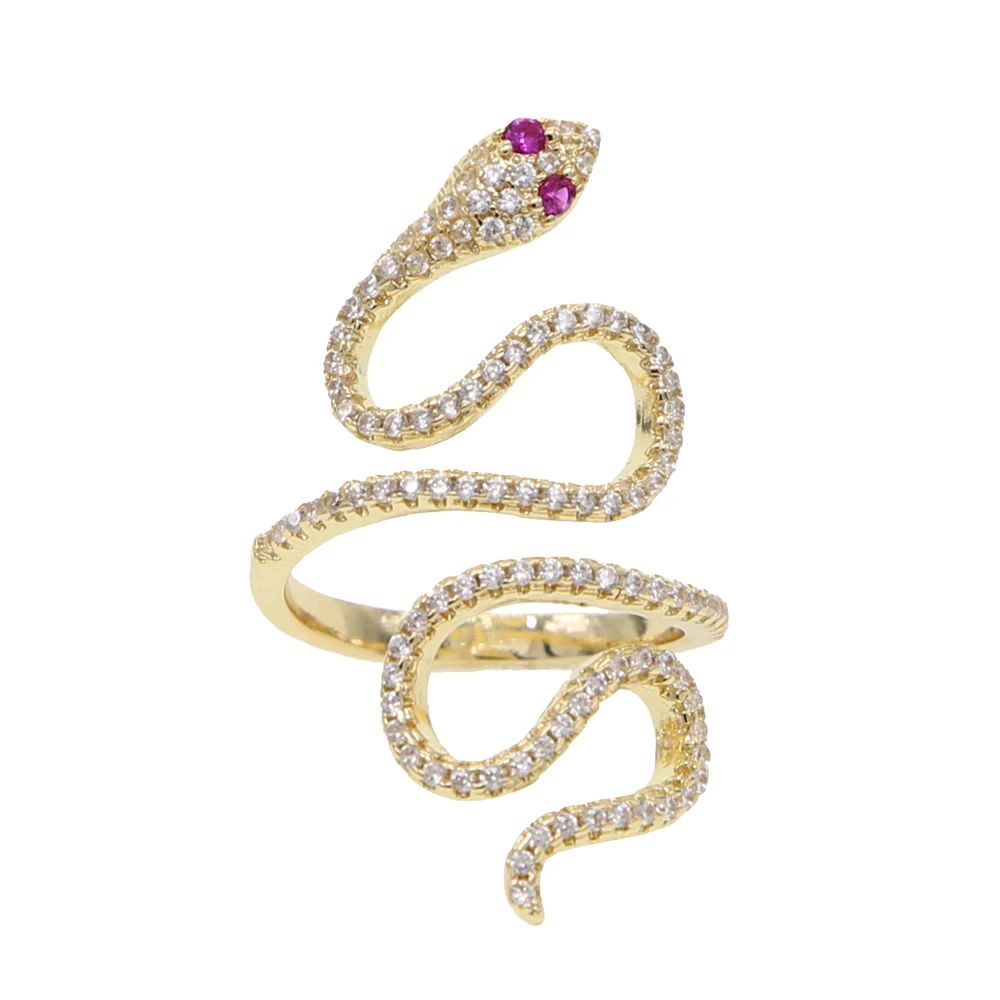 New Arrived Open Size Long Snake Ring Rose Gold Color Multi Wrap Women Full Finger Shaped Cz Fashion Jewelry | Украшения и