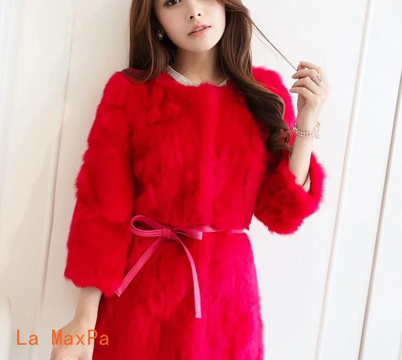 2018 мех зима новый длинное пальто с натуральным кроличьим мехом пальто|Куртки из