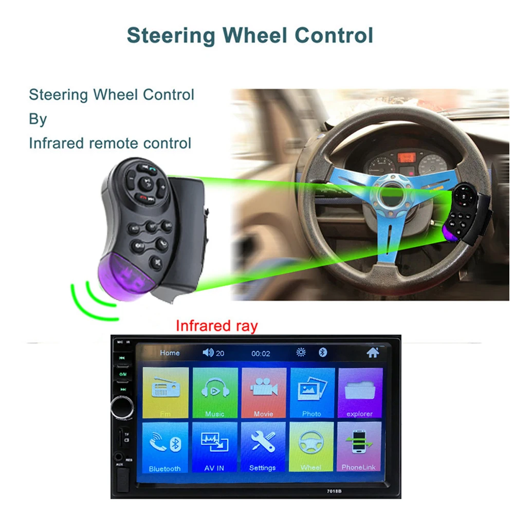 AMPrime Авторадио 2din 7 &quotавтомобильный мультимидио плеер Bluetooth Mirrorlink автомобильный