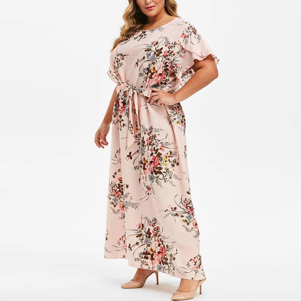 Страусиное платье 5XL женское платье с коротким рукавом Boho Вечерние Длинное Платье Макси Одежда для девочек женское платье большого размера vestidos 7