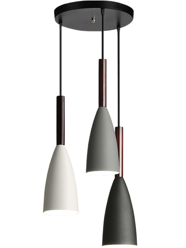 

Nordic minimalist modern restaurant bar three heads pendant lamps bedroom bedside study creative personality pendant lights