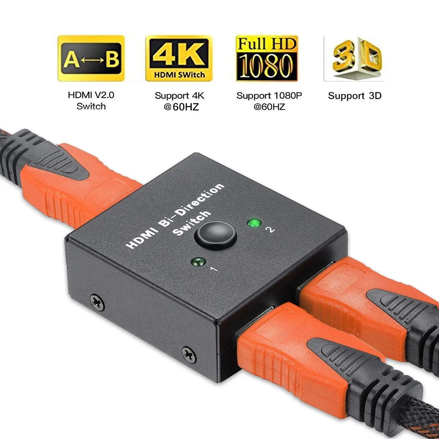 Двунаправленный переключатель HDMI 1 в 2 выхода/2 выход сплиттер Поддержка HDCP Ultra HD 4k