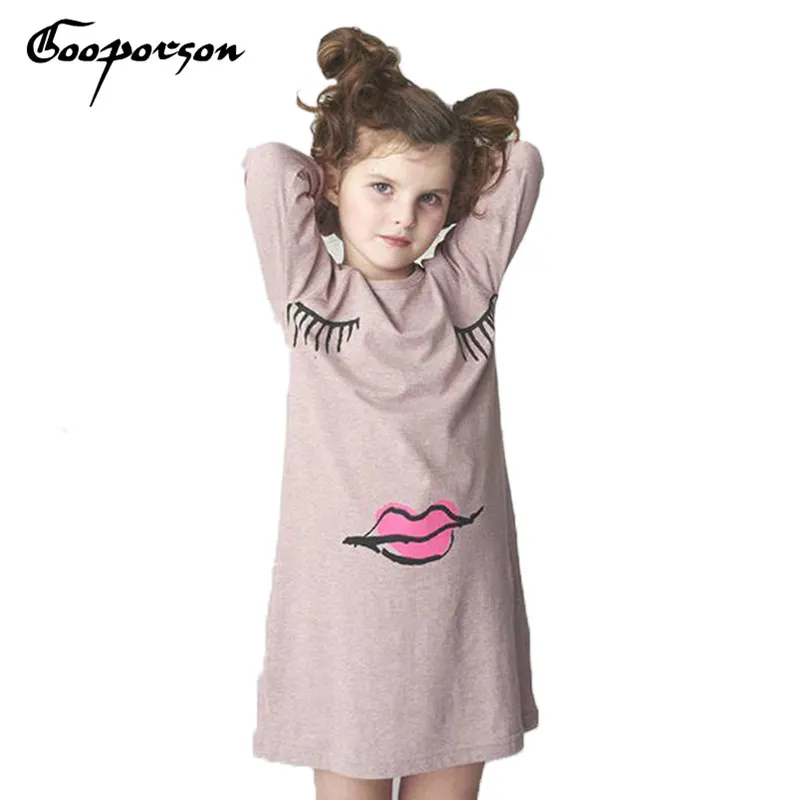 Baby Girl Dress Long Sleeve Autumn Casual For Kids With Eye Printed Fashion Cotton Clothes Children | Детская одежда и обувь