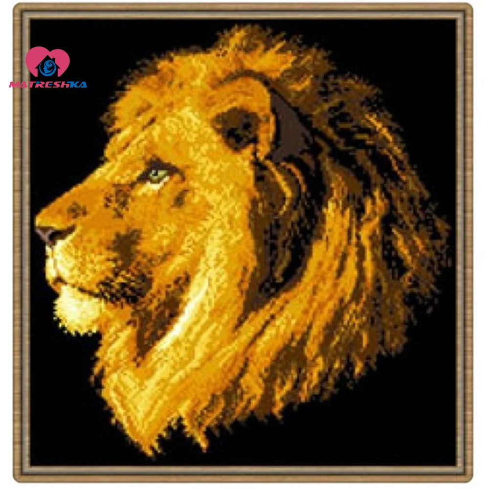 

37cm x 40cm Beads embroidery accurately printed Lion full beadwork embroidery beads manualidades acessorios de costura