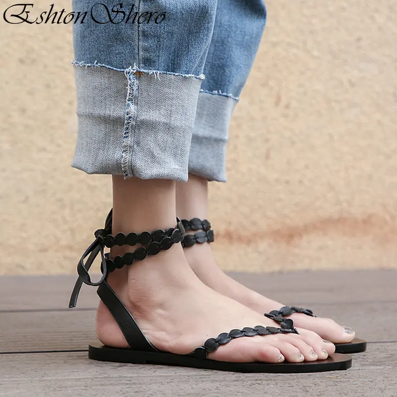 EshtonShero/женские сандалии на танкетке Летняя обувь Женская из телячьей кожи