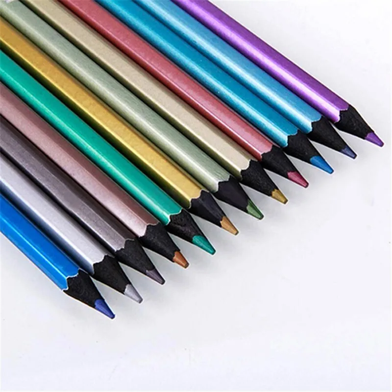12 pcs Colorful Metallic Non-toxic Drawing Pencils Sketching Finest | Игрушки и хобби