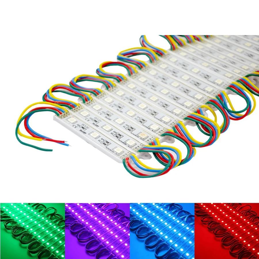 100 шт./лот вход DC12V RGB IP68 цветной водонепроницаемый светодиодный модуль SMD 5050