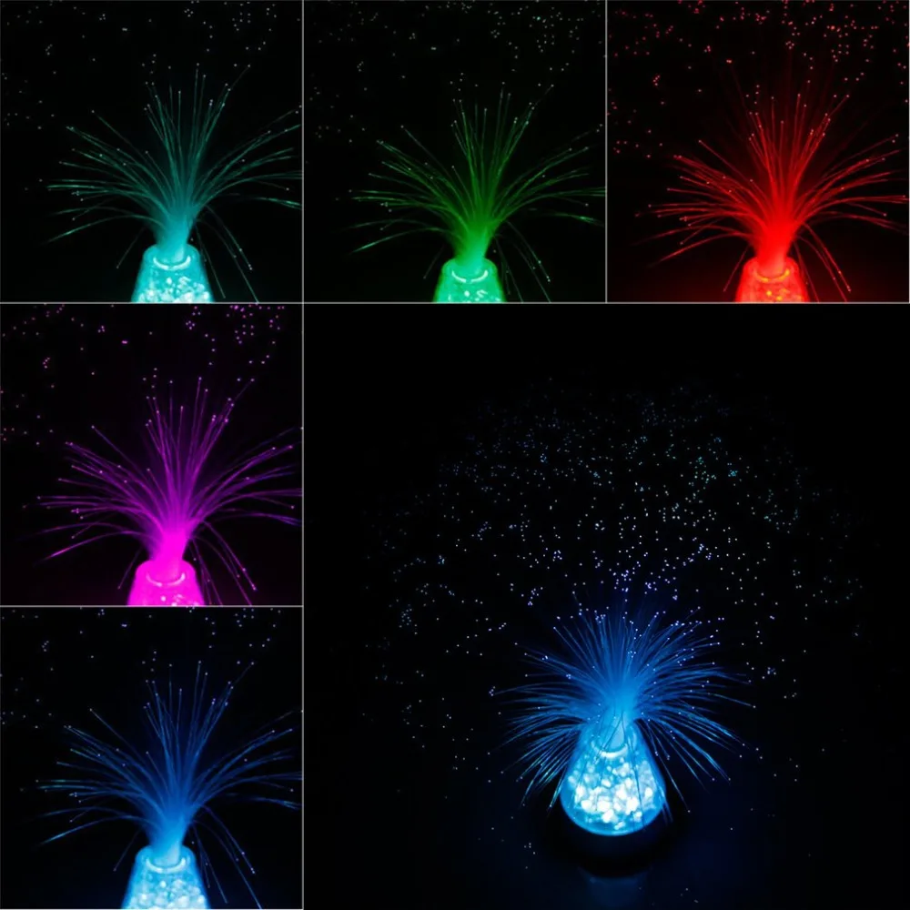 Creative Fiber Optic Lamp Remote Control Colorful Lighting Decor Light with Color-Changing Crystals Base for Festival Party Sale | Лампы и