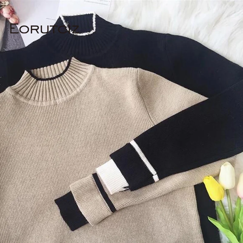 

EORUTCIZ Winter Turtleneck Sweater Dress Women Knitting Tunic Basic Dress Spring Sexy Warm Long Sleeve Dress LM149